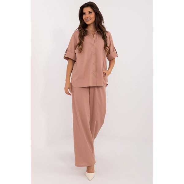 MladaModa Elegantný komplet blúzky a nohavíc model 67091 staroružový 62554550