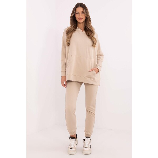 MladaModa Tepláková súprava s oversize mikinou model 86104 béžová 62554565