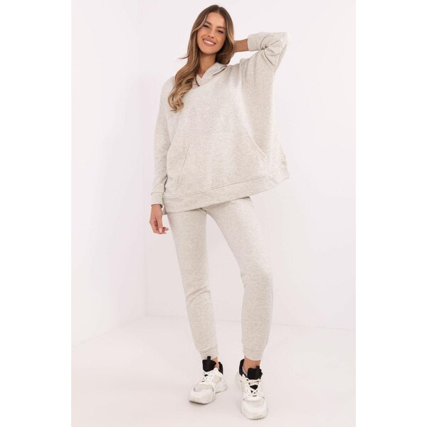 MladaModa Tepláková súprava s oversize mikinou model 86104 svetlá šedá 62554566