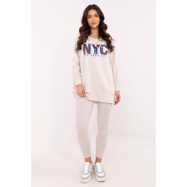 MladaModa Tepláková súprava s nápisom NYC model 83032 svetlá béžová 62554630