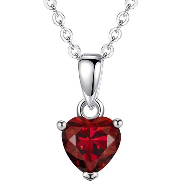 Glory Strieborný nahrdelník Happy s cyklamenovým srdiečkom CYD801-1 53199074