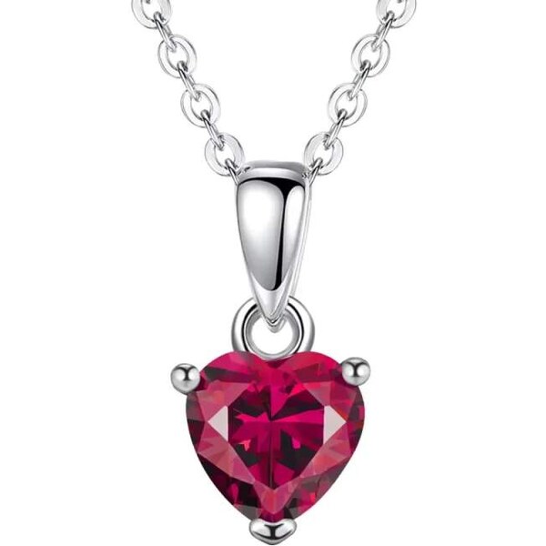 Glory Strieborný nahrdelník Happy s červeným srdiečkom CYD801-7 53199080