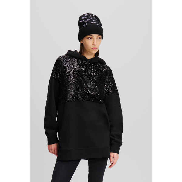 MIKINA KARL LAGERFELD FASHION SEQUIN LONG HOODIE 60519367