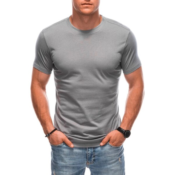 Inny Hladké šedé bavlnené tričko s krátkym rukávom V8 TSBS-0100 37493163