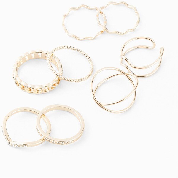 bonprix Prstene, 8 kusov, rôzne dizajny, farba zlatá 52159341