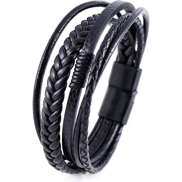 Dizajnový pánsky čierny náramok 65638729