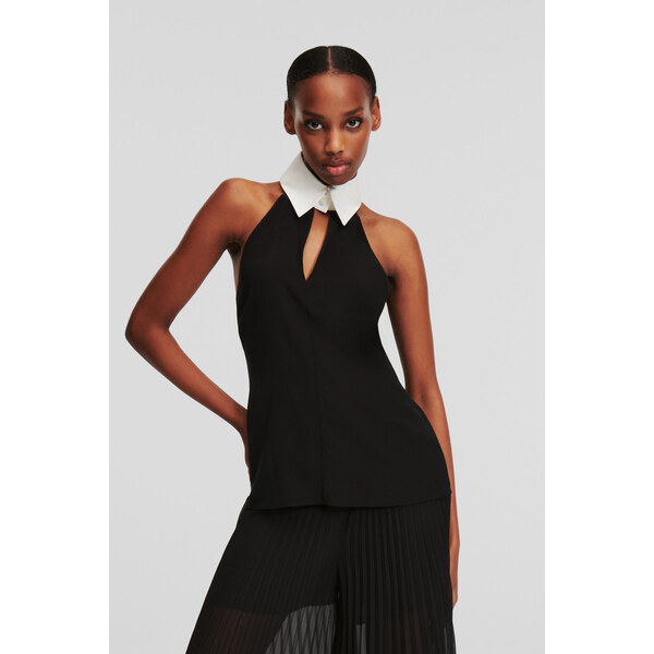 BLÚZKA KARL LAGERFELD SLVLESS COLLAR & TIE TOP 55591173