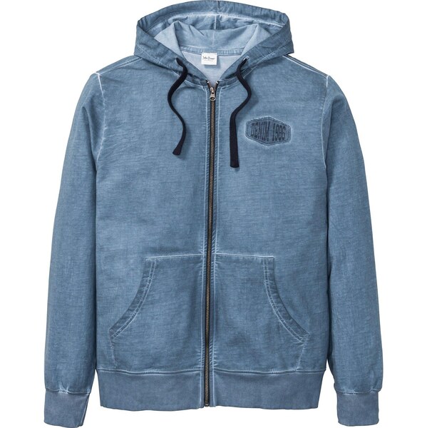 bonprix Mikina s kapucňou v bielenom vzhľade, farba modrá 44731865