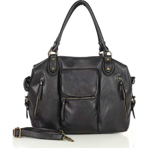 Genuine Leather MARCO MAZZINI Čierna bowling bag (V189a) 29265542