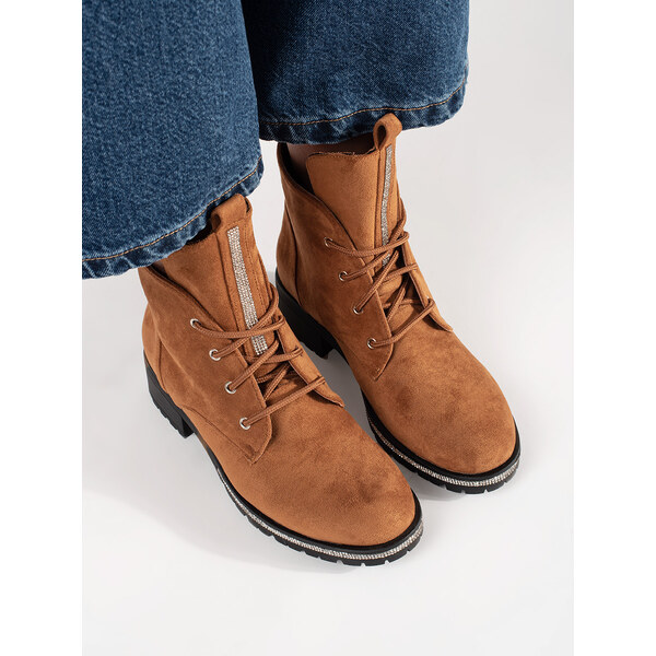 Shelvt Light brown lace-up ankle boots 64668659