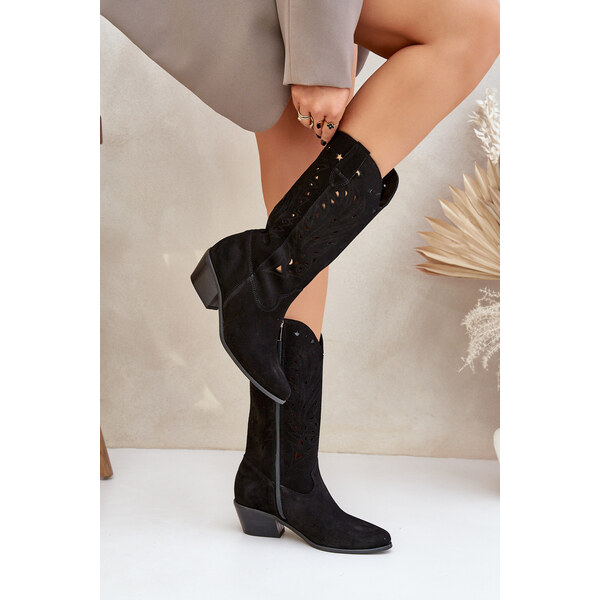 Boto Lewski Shoes Semišové Čižmy S Prešívaným Zvrškom Čierne Zazoo 64668649