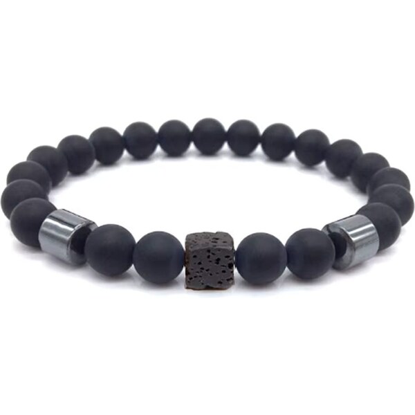 Čierny pánsky korálkový náramok 65638735