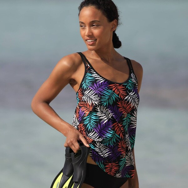 Plavkový tankiny top Malaya s potlačou, pre väčšie poprsie čierna 61916558