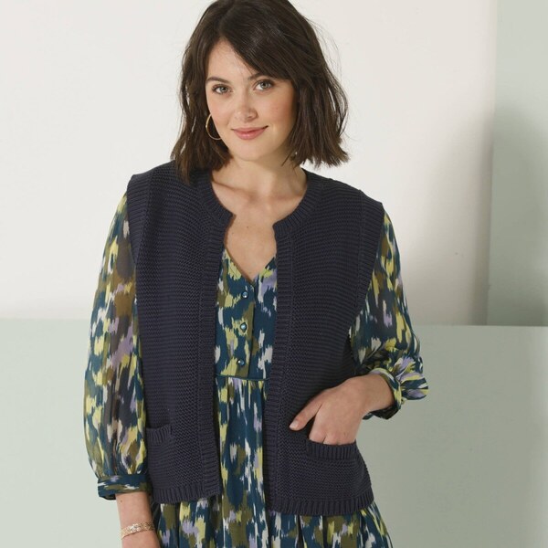 Vesta z vrúbkovaného úpletu nám.modrá 044 Blancheporte 61916574