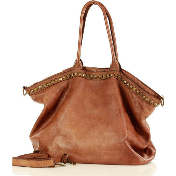 Genuine Leather Marco Mazzini Camel dámska shopper kožená kabelka v95c 24642247