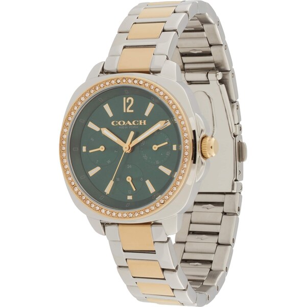 COACH Analógové hodinky Kitt zlatá / tmavozelená / strieborná 61950553