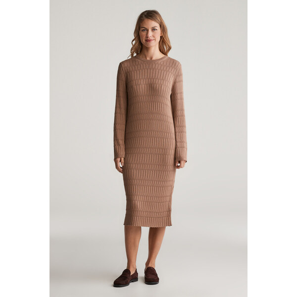 ŠATY GANT TEXTURED KNIT DRESS ROASTED WALNUT 47444971
