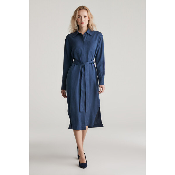ŠATY GANT REL POCKET SHIRT DRESS DUSTY BLUE SEA 47444974