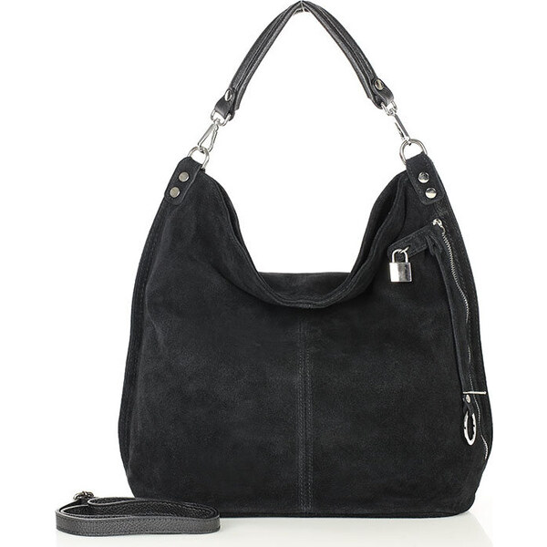 BASIC MAZZINI - Čierna dámska kožená kabelka (s92aa) 19719357