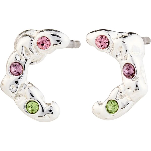 Pilgrim Náušnice Catharina zelená / fialová / ružová / strieborná 62133542