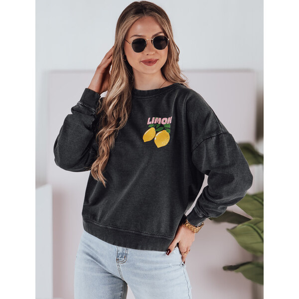 BASIC Dámska grafitová mikina s potlačou LEMONFIT BY1348 61959027