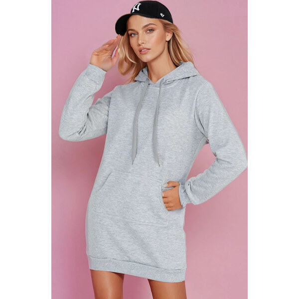 BASIC Dámska svetlosivá dlhá oversize mikina / šaty TIMMY EY2559 61959018