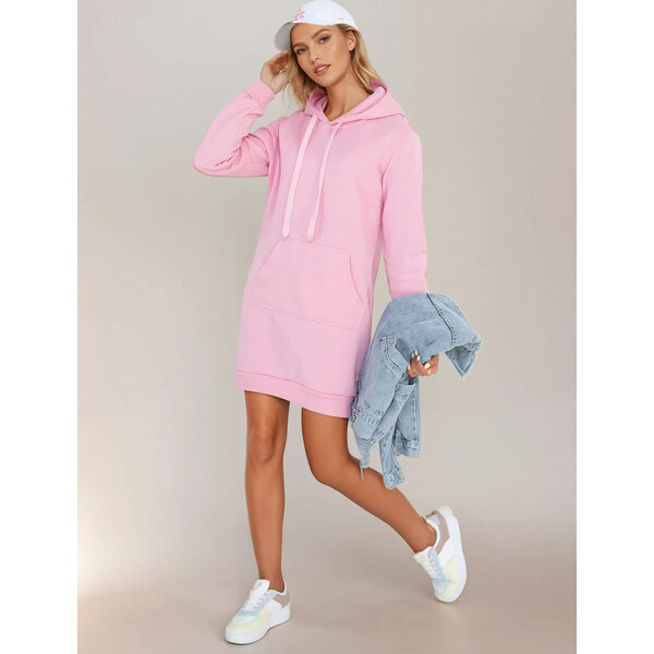 BASIC Dámska púdrová dlhá oversize mikina / šaty TIMMY EY2566 61959022