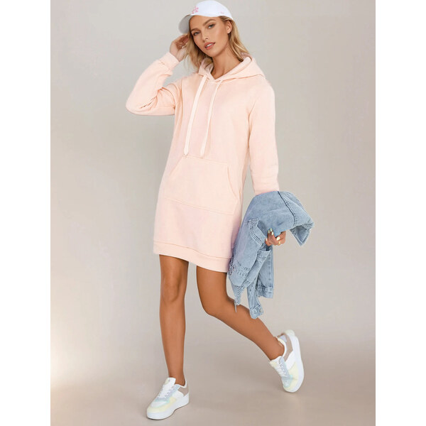 BASIC Dámska svetloružová dlhá oversize mikina / šaty TIMMY EY2567 61959019