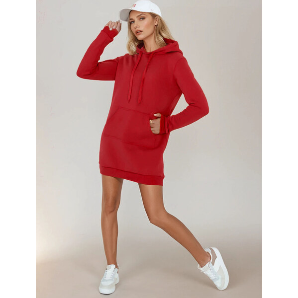 BASIC Dámska červená dlhá oversize mikina / šaty TIMMY EY2562 61959024