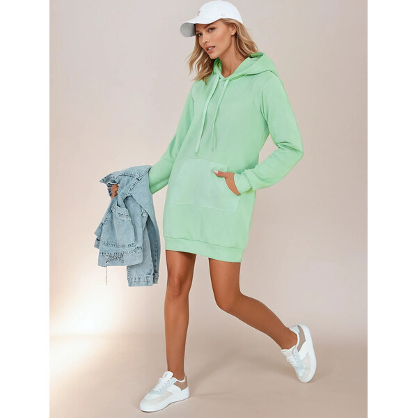 BASIC Dámska mintová dlhá oversize mikina/šaty TIMMY EY2561 61959025