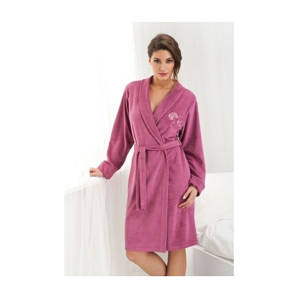 Dorota Bavlnený dámsky župan Diana FR-107 staroružový, Farba 34096227