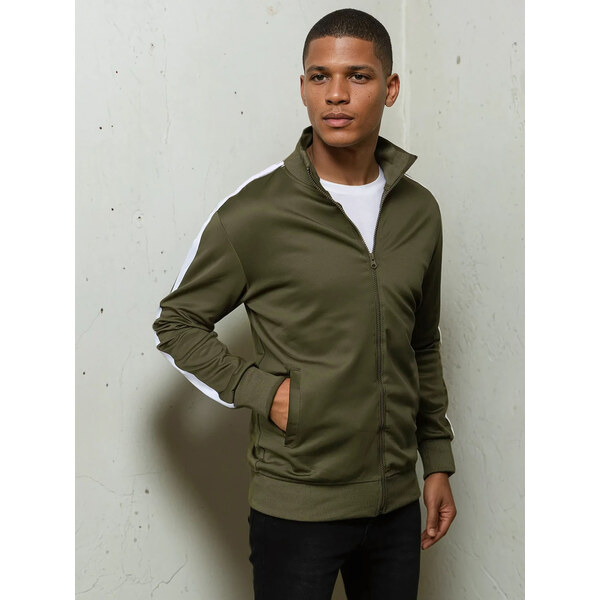 Pánska mikina na zips Farba zelená DSTREET BX5561 65597361