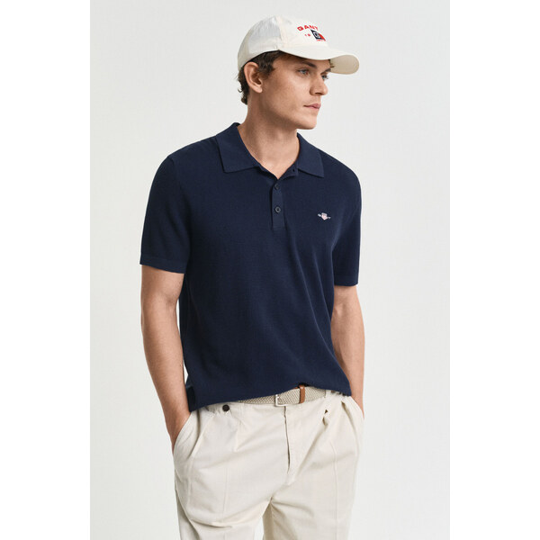SVETER GANT MICRO TEXTURED COTTON SS POLO EVENING BLUE 61838404