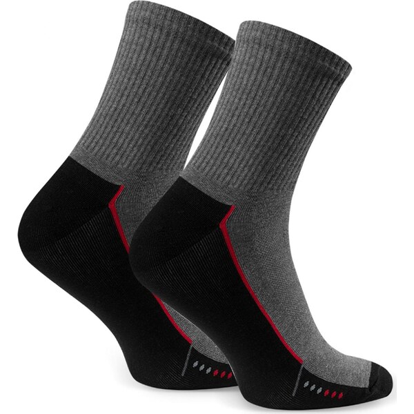 BASIC Sivo-čierne pánske vysoké ponožky Art. 057 B386, GRAY MELANGE 61971481