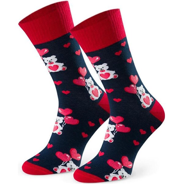 BASIC Tmavomodré pánske valentínske ponožky Art.136 KL153, NAVY BLUE 61971488