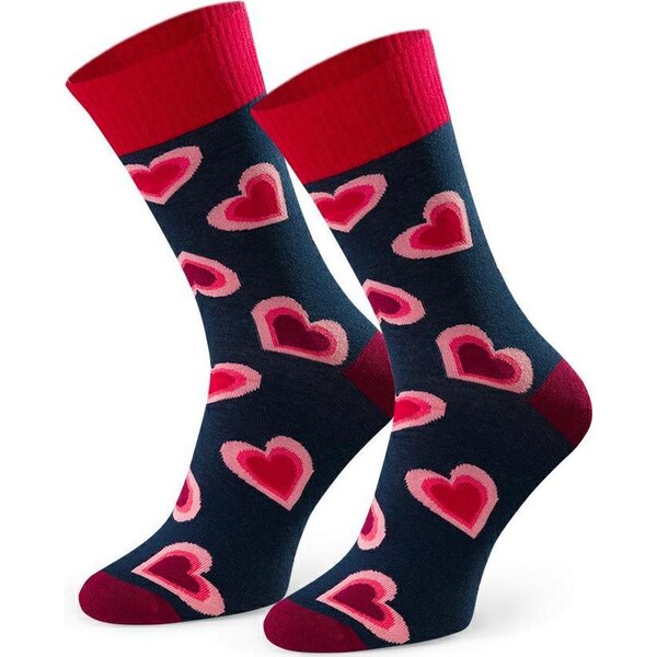 BASIC Tmavomodré pánske valentínske ponožky Art.136 KM156, NAVY BLUE 61971489