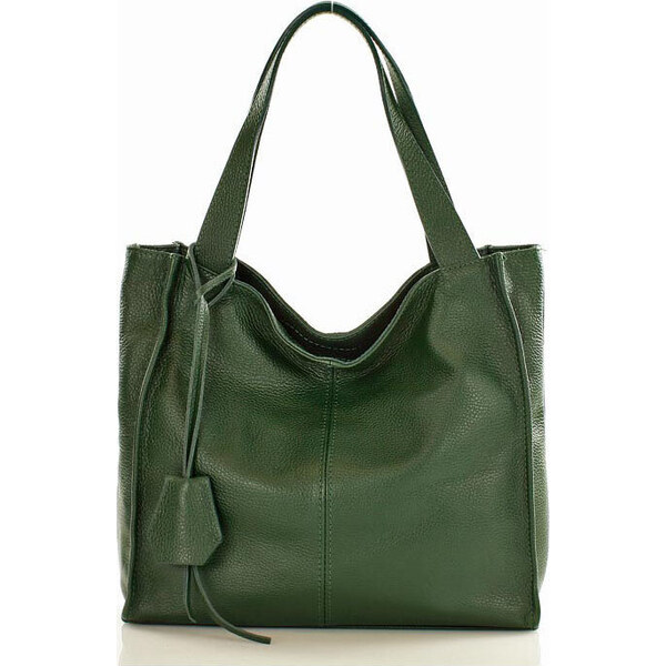 MARCO MAZZINI Tmavozelená dámska kožená shopper kabelka s139c 17234036