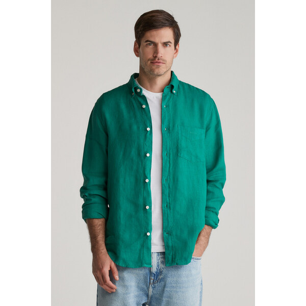 KOŠEĽA GANT REG GMNT DYED LINEN SHIRT DEEP GREEN 61979780