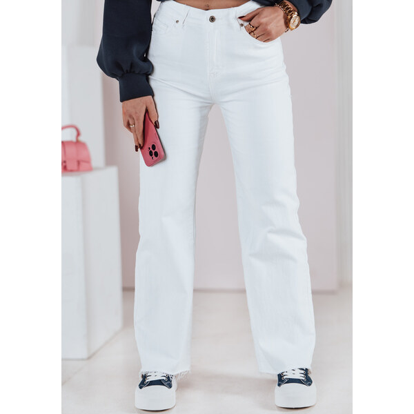 BASIC Biele dámske džínsy s rovnými nohavicami LUXEFLOW UY2365 61983159