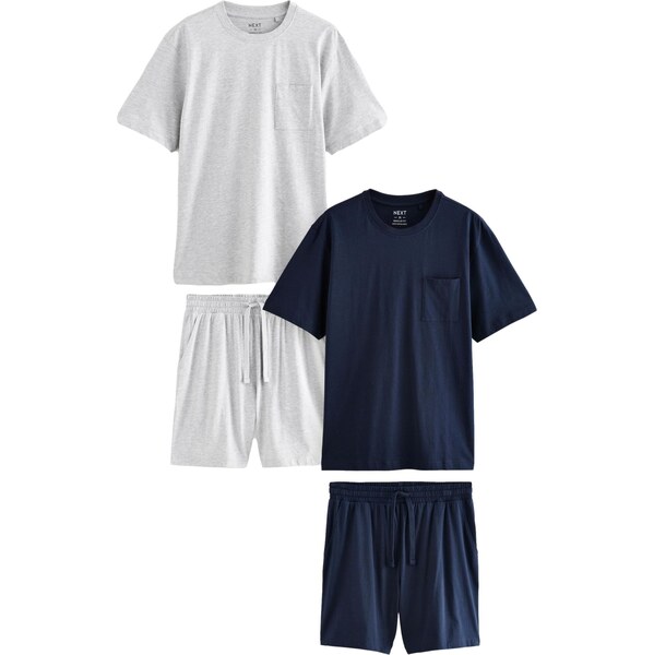 Next Krátke pyžamo námornícka modrá / sivá melírovaná 61985964