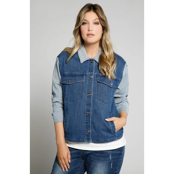 (veľ. 50/52 a 54/56) Dvojfarebná rifľová bunda modrá 54605445