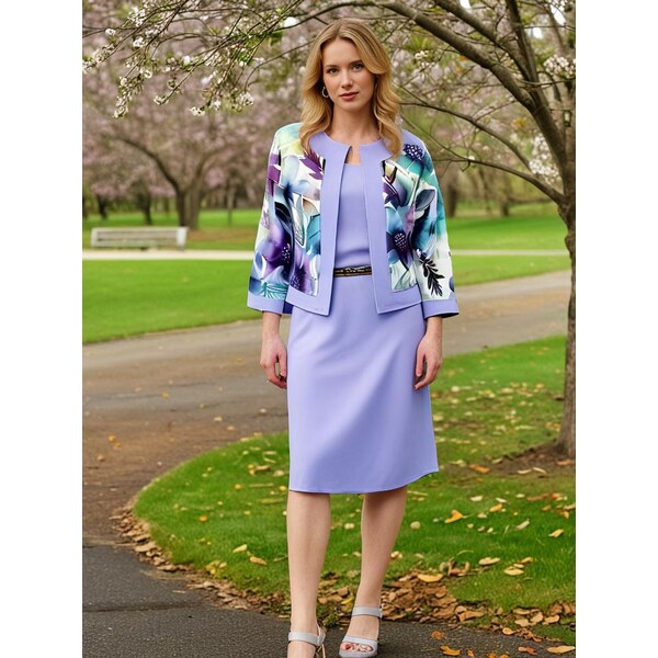 (veľ. 50, 52 a 54) Šaty s kvetovaným sakom vpredu modré 61987681