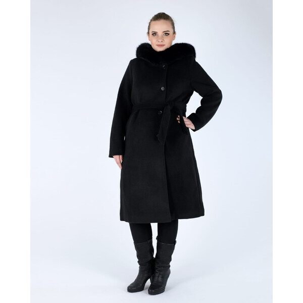 (veľ. 48/4XL a 50/5XL) Kabát s kapucňou a odnímateľnou kožušinou 65687799