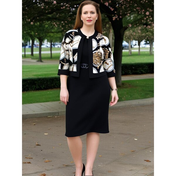 (veľ. 48/50) Šaty s barokovým sakom vpredu čierne 61987707