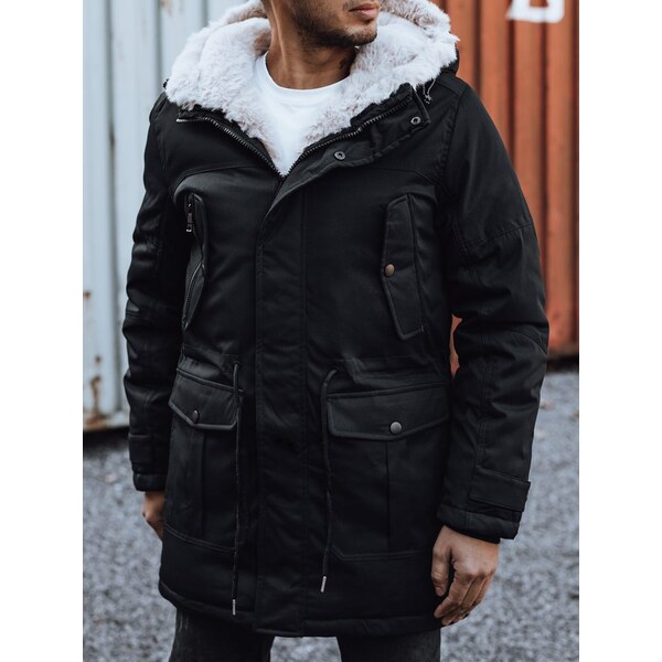 Dstreet Hrejivá čierna pánska dlhá bunda 65638674