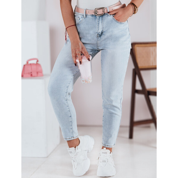 BASIC Svetlomodré slim fit džínsy s vysokým pásom SLIMLOVE UY2346 61996010