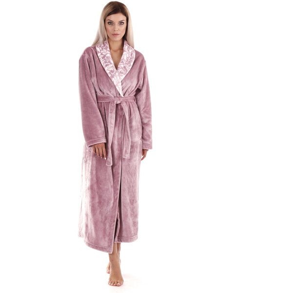 Dámsky župan FLORA 2556 4353 so šálovým golierom Svetlo fialová - 61998702