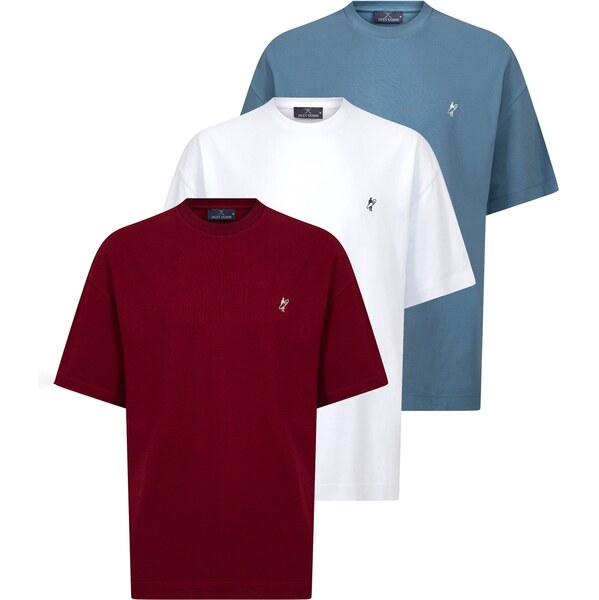 Jacey Quinn Tričko svetlomodrá / bordová / biela 62052892