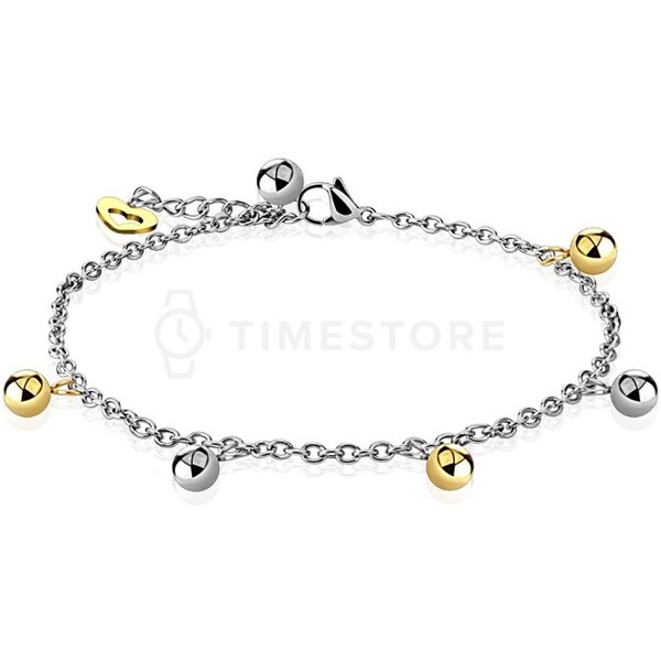 Náramok z chirurgickej ocele s dvojfarebnými príveskami guľôčok TS-BR 62012542