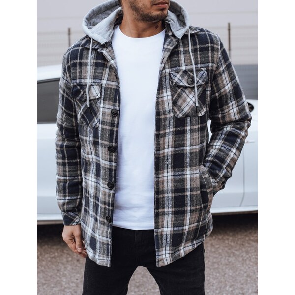 Dstreet Modrá károvaná prechodná bunda pre pánov 62021500